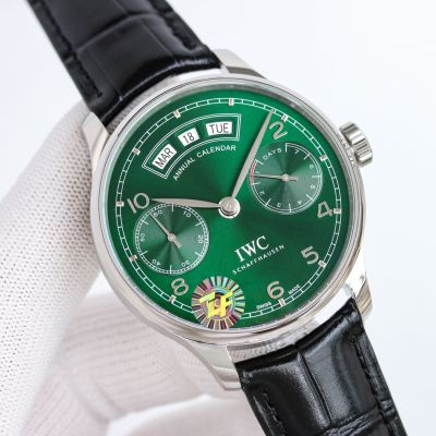Replica ZF IWC Portuguese IWC503501 Green Dial Black Leather Strap 44 MM Automatic Watch